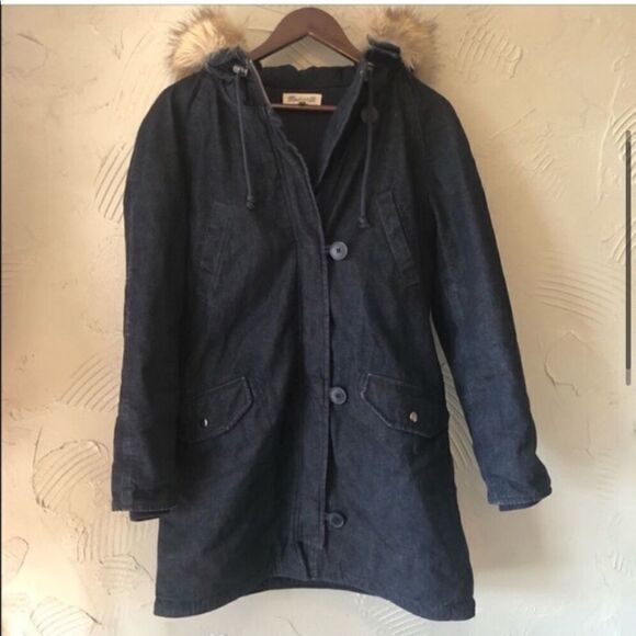 Madewell Women's Winter Thick Denim Heavy Parka Jacket - Picture 2 of 8